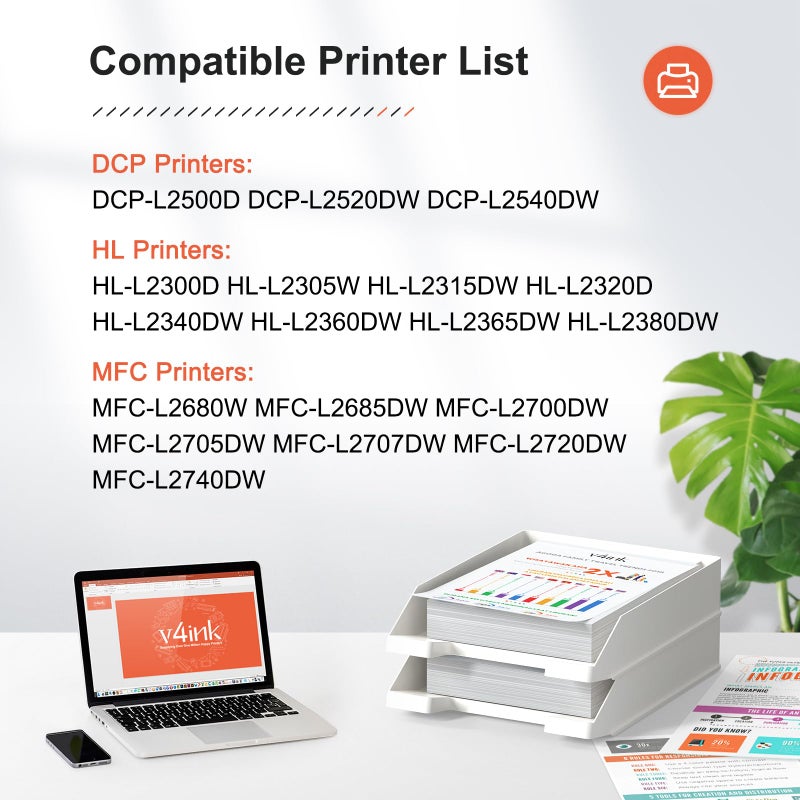 V4INK Compatible DR-630 Drum Replacement for Brother DR630 DR660 Drum for Brother HL-L2300D HL-L2320D HL-L2340DW HL-L2360DW HL-L2380DW MFC-L2700DW MFC L2720DW L2740DW DCP-L2520DW DCP-L2540DW Printer - Image 4
